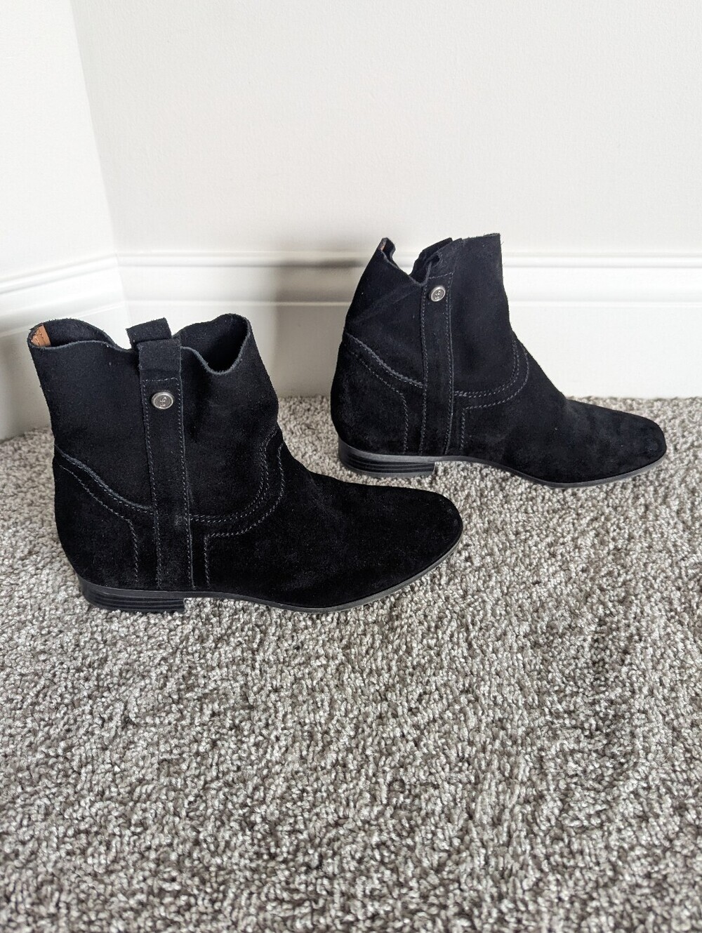 Frye & Co Sarah Shortie Suede Ankle Boots - Black sz 6.5